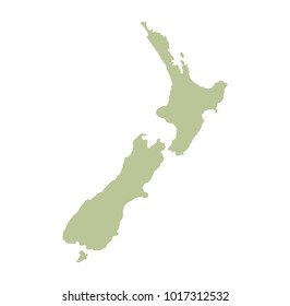 New Zealand Map North and South Islands Vector Silhouette Illustration