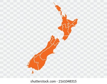 New Zealand Map orange Color on White Backgound  illustration eps 10