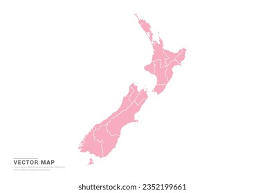 New Zealand Map - Pink abstract style isolated on white background for infographic, design vector.