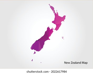 New Zealand Map pink Color on white background polygonal