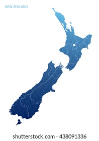 New Zealand map with regions.