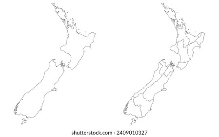 New Zealand map. Map of New Zealand in set