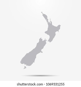 New Zealand map with shadow