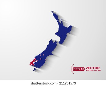 New Zealand map with shadow effect