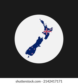 New Zealand map silhouette with flag on white background