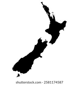 New Zealand map silhouette vector illustration