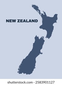 New Zealand map simple flat vector