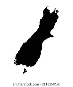 New Zealand map - south island silhouette region, territory, black shape style illustration. Good use for sign, symbol, icon, logo, mascot, or any design you want.
