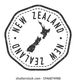 New Zealand Map Stamp Retro Postmark. Silhouette Postal Passport. Seal Round Vector Icon. Badge Vintage Postage Design.