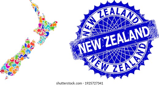 New Zealand Map Template Splash Mosaic Stock Vector Royalty Free