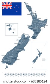 Vector de Mapa de la Nueva Zelanda