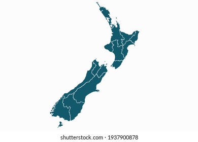 New Zealand map vector. blue color on white background.