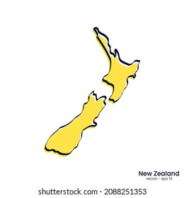 New Zealand map vector illustration template design. Outline style.