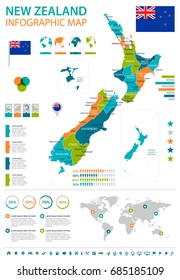 New Zealand Map Vector Infographic