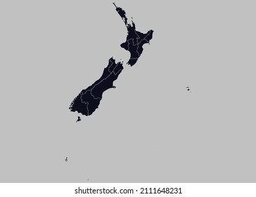 New Zealand map vector, Isolated on gray background