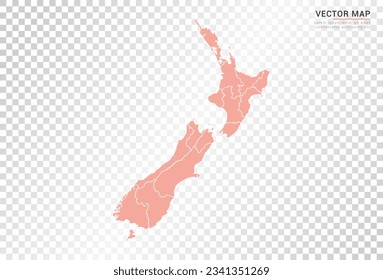 New Zealand map vector orange color on transparent background.