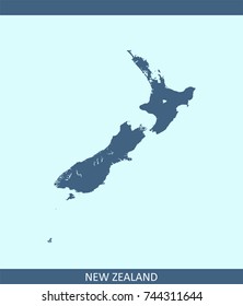 New Zealand map vector outline illustration in blue background