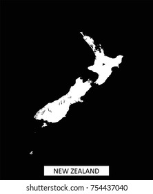 New Zealand map vector outline illustration in black background