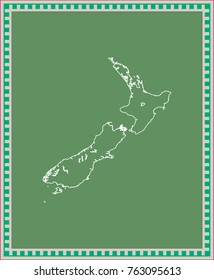 New Zealand map vector outline illustration in green background