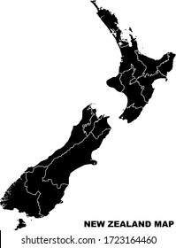 new zealand map vector silhouette isolated on white background