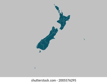 New Zealand map vector,isolated ocean blue color on gray background