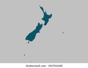 New Zealand map vector,Not isolated ocean blue color on gray background