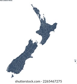 New Zealand map with Wards