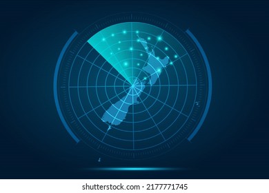 New Zealand Map - World Map International vector template with futuristic circle radar style HUD, GUI, UI interface isolated on blue background for design, infographic - Vector illustration eps 10