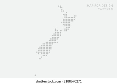 New Zealand Map - World map International vector template with grey pixel, grid, grunge, halftone style isolated on white background for education, infographic, design - Vector illustration eps 10