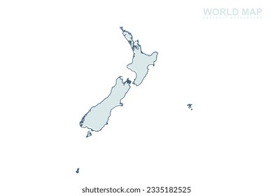 New Zealand Map - World map International vector template with blue stork line and blue geometric shapes isolated on white background for design, infographic, website - Vector illustration eps 10