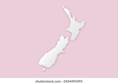 New Zealand Map - World map International vector template with paper cut style including shadow and white color on pink background for design, education, website - Vector illustration eps 10
