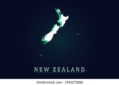 New Zealand Map - World map vector template with green and white  color gradient isolated on dark background - Vector illustration eps 10