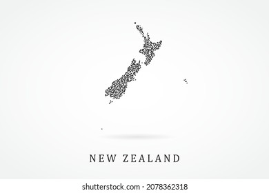 New Zealand Map - World map vector template with Black grid on white background  for education, infographic, design, website, banner - Vector illustration eps 10