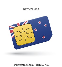 New Zealand mobile phone sim card with flag. Vector illustration.