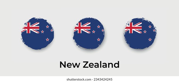 New Zealand national flag grunge circle round shape bubble vector icon illustration