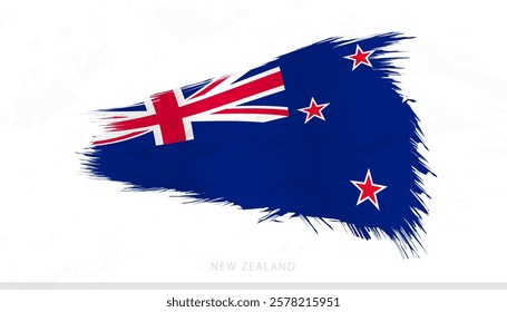 New Zealand National Flag with Textured Brush Strokes. Artistic Brush Stroke Design.