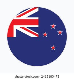 New Zealand national flag vector icon design. New Zealand circle flag. Round of New Zealand flag.
