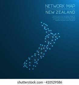 New Zealand network map. Abstract polygonal map design. Internet connections vector illustration.
