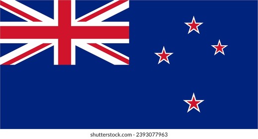 New Zealand official flag vector with standard size and proportion. National flag emblem with accurate size and colors.