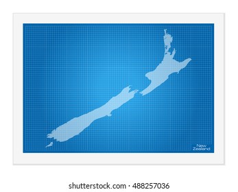 New Zealand on blueprint on a white background.
