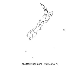 new zealand outline map. detailed isolated vector country border contour map on white background.