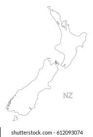 New Zealand outline silhouette map illustration