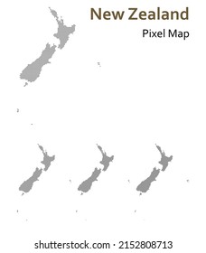 New Zealand pixel map vector isolated on white background.