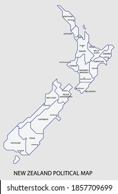 New Zealand political map divide by state colorful outline simplicity style. Vector illustration.