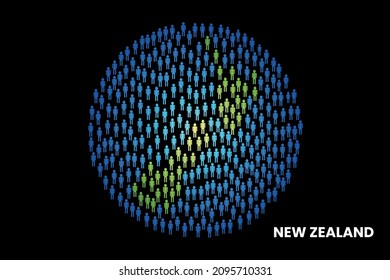 New Zealand population people map in globe vector illustration design