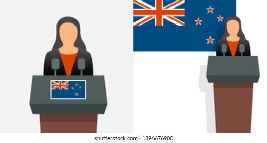 New Zealand prime minister and flag