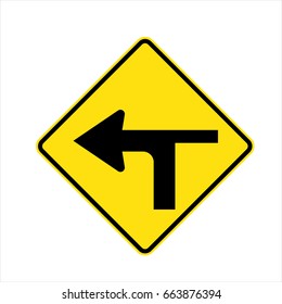 New Zealand road sign - T Junction controlled (priority turns left).