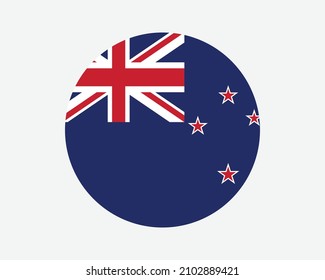 New Zealand Round Country Flag. Kiwi Circle National Flag. New Zealand Circular Shape Button Banner. EPS Vector Illustration.