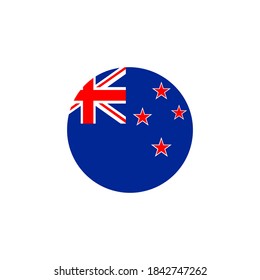 New Zealand round flag icon. National New Zealand circular flag vector illustration isolated on white.