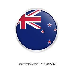 New Zealand round flag icon. Round circle national flag of new zealand. vector illustration